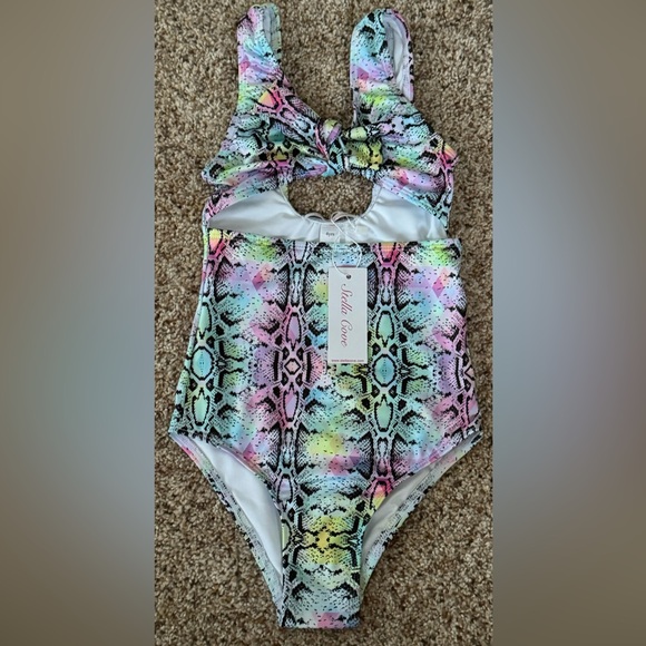 NWT and in Plastic Girls Stella Cove 4 Yrs Pastel Reptile Print Swimsuit - Picture 1 of 6